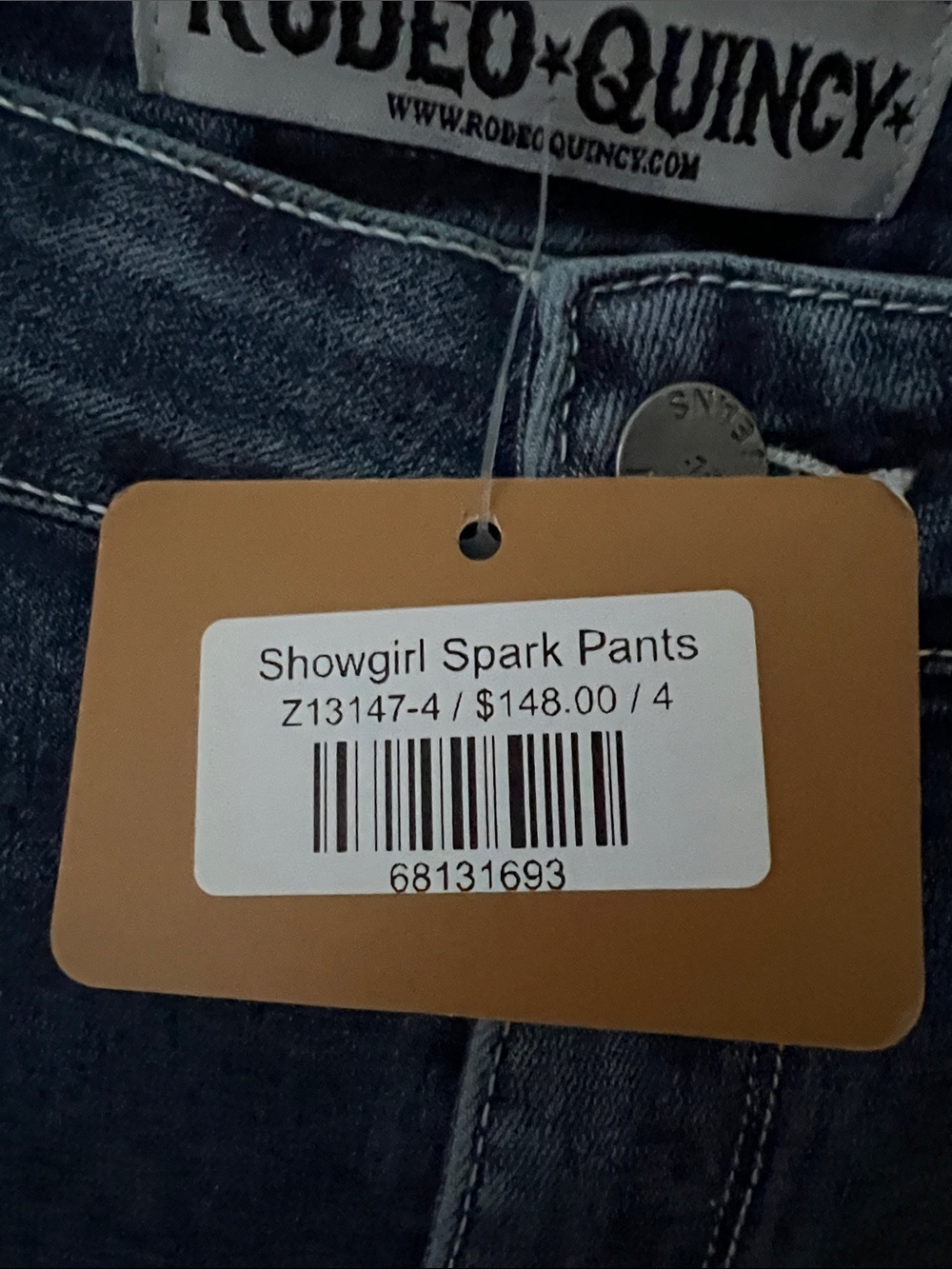 Rodeo Quincy Lucky Rhinestone Showgirl Spark jeans NWT - Picture 5 of 6